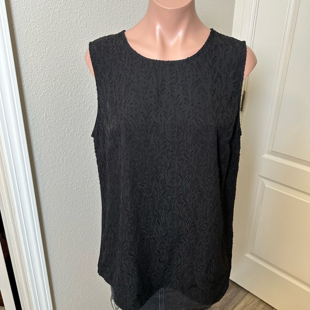 DKNY Black Sleeveless Top Blouse Sz L